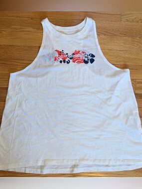 Under Armour Women’s Tank Top Large White Graphic Sleeveless Athletic Workout